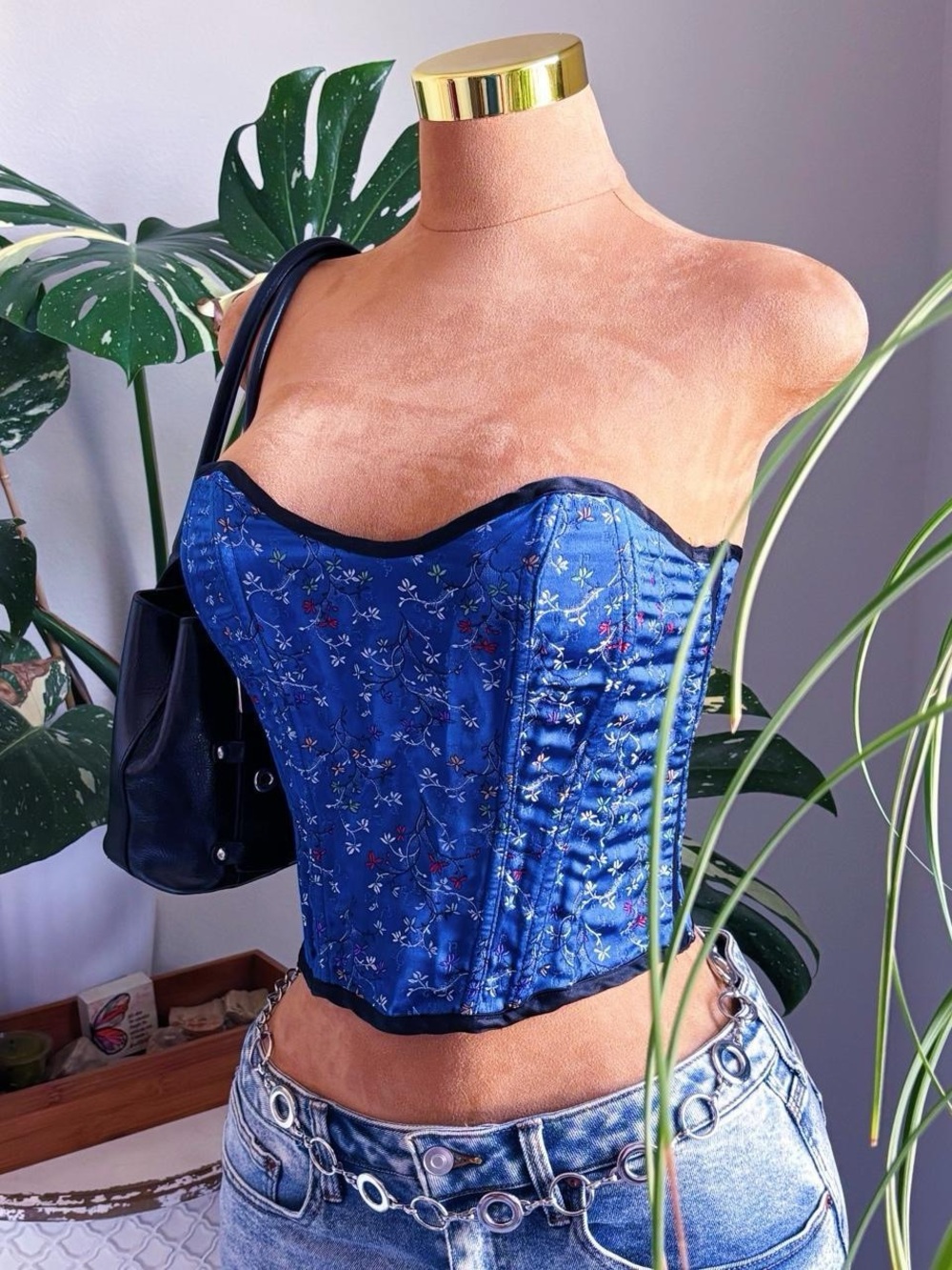 Vintage Frederick’s of Hollywood Blue Satin Corset Top 💙